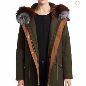 New Real fox and rabbit fur lined parka size XL